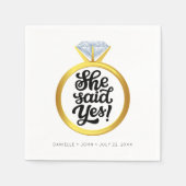 Serviette En Papier Élégante, Elle A Dit Oui Parti Engagement (Devant)
