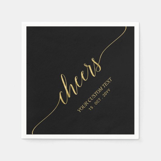 Serviette En Papier Elégante et élégante en or et noir (Devant)