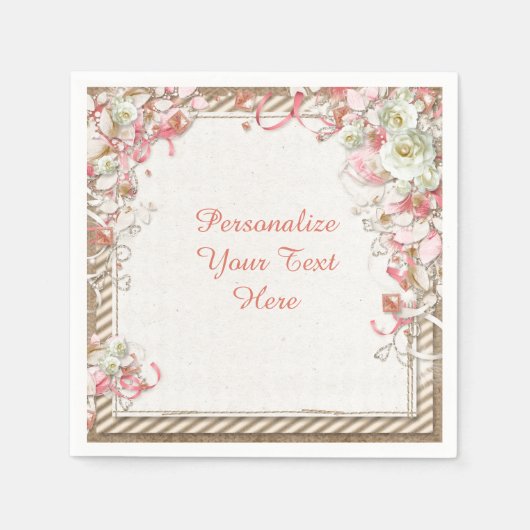 Serviette En Papier Elégante et romantique canopée fleurie de jardin f (Devant)