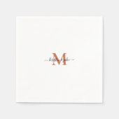 Serviette En Papier Élégante et simple Terracott Monogram Swash Napkin (Devant)
