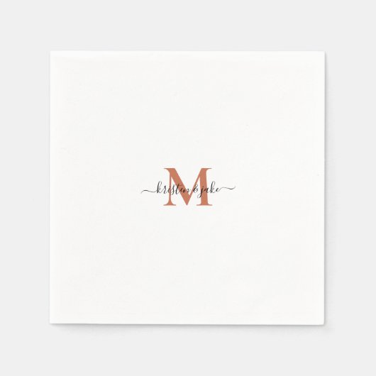 Serviette En Papier Élégante et simple Terracott Monogram Swash Napkin (Devant)