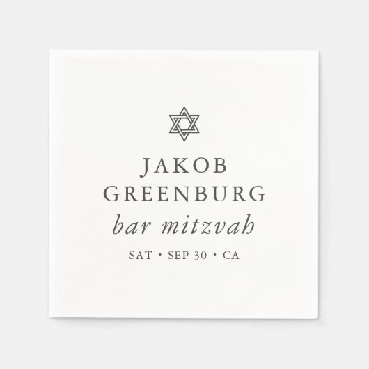 Serviette En Papier Élégante étoile simple moderne de David Bar Mitzva (Devant)