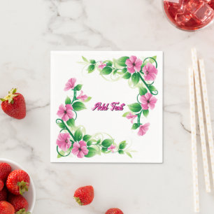Serviette En Papier Élégante fête botanique Blooming Artwork Blanc