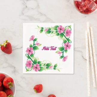 Serviette En Papier Élégante fête botanique Blooming Artwork Blanc