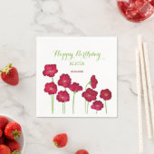 Serviette En Papier Élégante fête d'anniversaire du Fleur sauvage Red  (En situation)