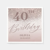 Serviette En Papier Elégante fête d'anniversaire Rose Parties scintill (Devant)