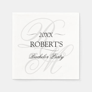 Serviette En Papier Élégante Fête de Bachelor Minimaliste avec Monogra