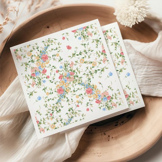 Serviette En Papier Élégante Fête de Mariage aux Fleurs Sauvages