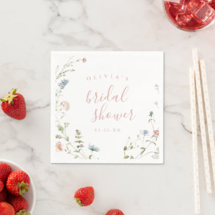 Serviette En Papier Élégante Fête de Mariage Champêtre Bohème Rose