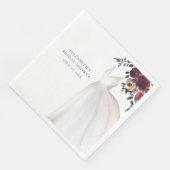 Serviette En Papier Élégante Fête de Mariage Florale Bourgogne (Coin)