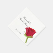 Serviette En Papier Élégante Fête de Mariage Rose Rouge (Coin)
