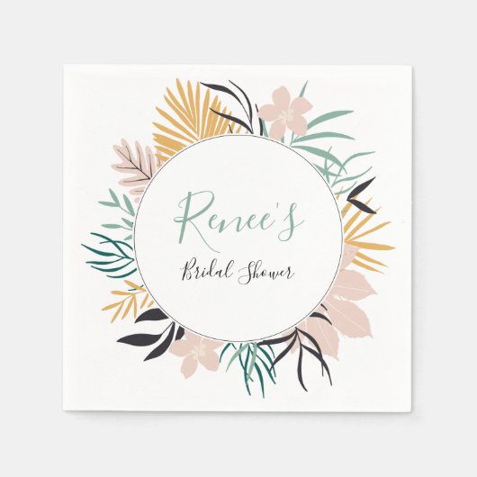 Serviette En Papier Élégante Fête de Mariage Tropicale (Devant)