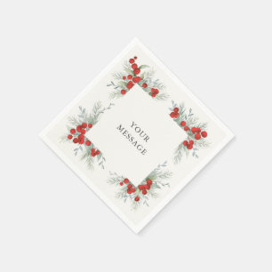 Serviette En Papier Elégante fête de Noël aux baies rouges