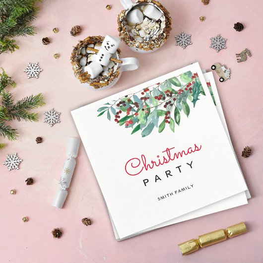 Serviette En Papier Élégante fête de Noël verdoyante