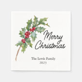 Serviette En Papier Elégante Fête des Berries d'hiver (Devant)