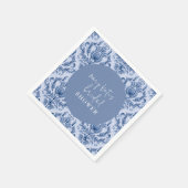 Serviette En Papier Elégante Fête des mariées bleue et blanche (Coin)