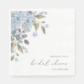 Serviette En Papier Élégante Fête des mariées Blue Hydrangeas (Devant)