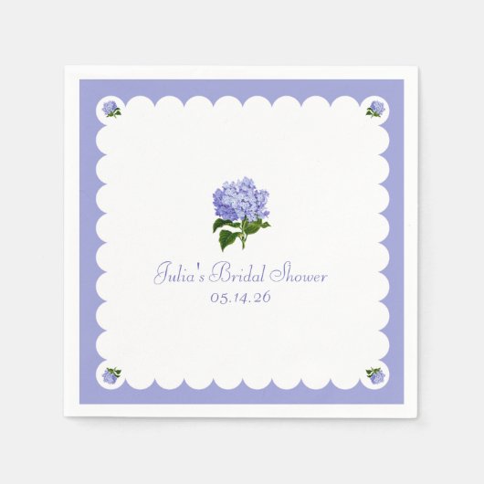 Serviette En Papier Élégante Fête des mariées Classic Hydrangea Scallo (Devant)