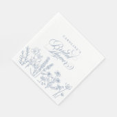 Serviette En Papier Élégante Fête des mariées de Fleur sauvage bleu pé (Coin)