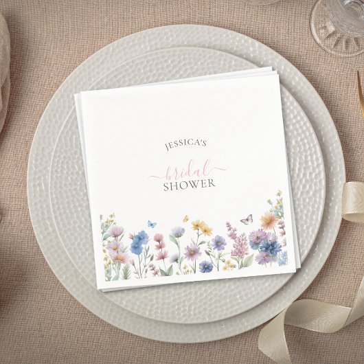 Serviette En Papier Elégante Fête des mariées de verdure Fleur sauvage