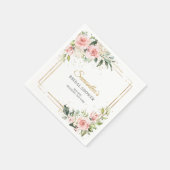Serviette En Papier Elégante Fête des mariées de verdure rose pâle (Coin)