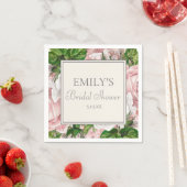 Serviette En Papier Élégante Fête des mariées de verdure rose pâle (En situation)