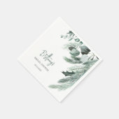 Serviette En Papier Elégante Fête des mariées d'Eucalyptus d'hiver (Coin)