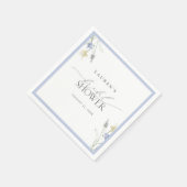 Serviette En Papier Elégante Fête des mariées Fleur sauvage bleu Dusty (Coin)