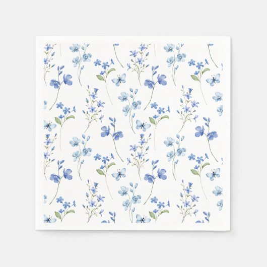 Serviette En Papier Elégante Fête des mariées Fleur sauvage bleu Dusty (Devant)