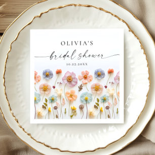 Serviette En Papier Elégante Fête des mariées Fleur sauvage Pastel Pin