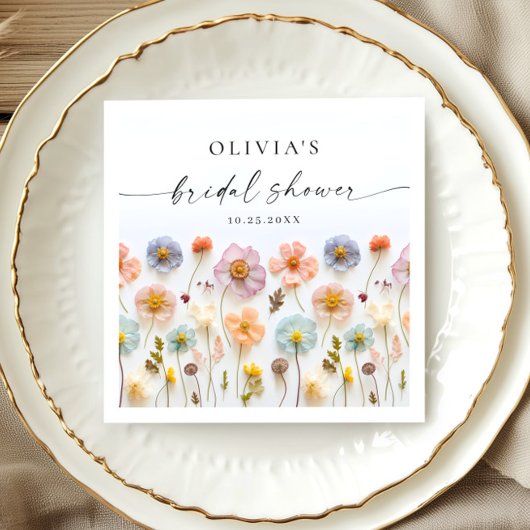 Serviette En Papier Elégante Fête des mariées Fleur sauvage Pastel Pin