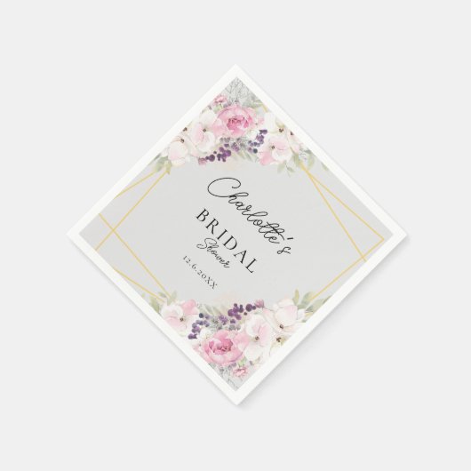 Serviette En Papier Élégante Fête des mariées florale (Coin)