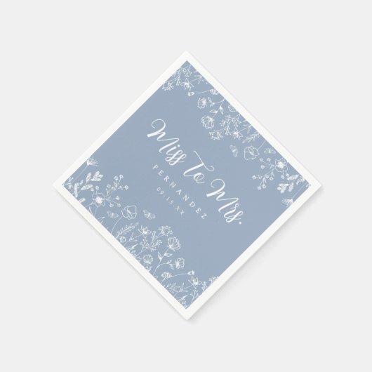 Serviette En Papier Élégante Fête des mariées florale (Coin)