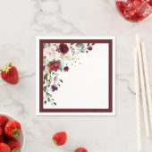 Serviette En Papier Elégante Fête des mariées florale d'aquarelle bord (En situation)