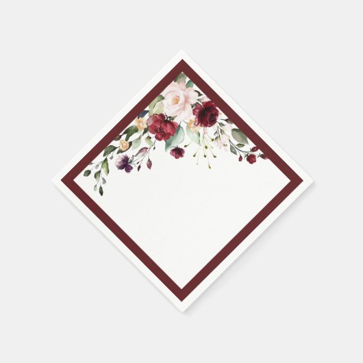 Serviette En Papier Elégante Fête des mariées florale d'aquarelle bord (Coin)