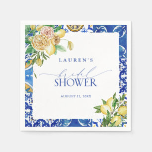 Serviette En Papier Élégante Fête des mariées Florale de citron médite