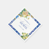 Serviette En Papier Élégante Fête des mariées Florale de citron médite (Coin)