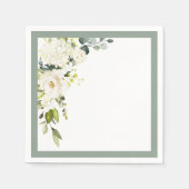 Serviette En Papier Elégante Fête des mariées florale gris-blanc vert (Devant)