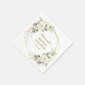 Serviette En Papier Elégante Fête des mariées Pastel White Rose Eucaly (Coin)