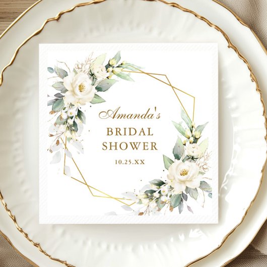 Serviette En Papier Elégante Fête des mariées Pastel White Rose Eucaly