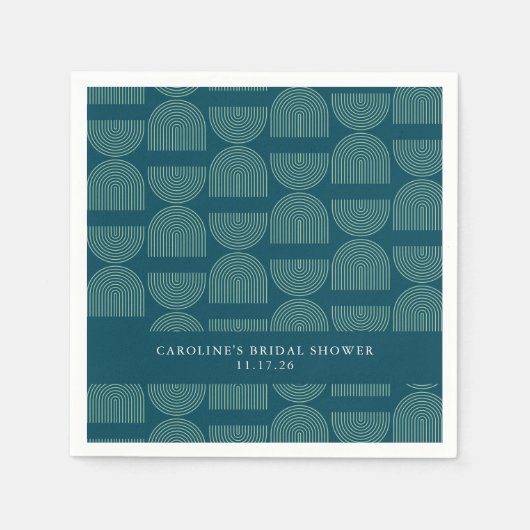 Serviette En Papier Elégante Fête des mariées personnalisée Turquoise  (Devant)