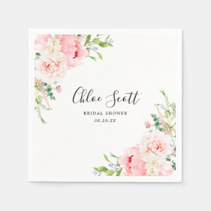 Serviette En Papier Élégante Fête des mariées rose florale personnalis