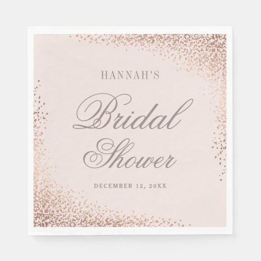 Serviette En Papier Élégante Fête des mariées Rose Gold (Devant)