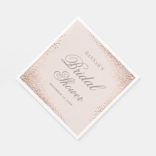 Serviette En Papier Élégante Fête des mariées Rose Gold (Coin)