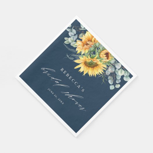 Serviette En Papier Élégante Fête des mariées rustique de tournesol (Coin)