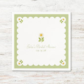 Serviette En Papier Élégante Fête des mariées Sage Vert Daisy Mignonne