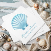 Serviette En Papier Elégante Fête des mariées Seashell Blue Nautical B