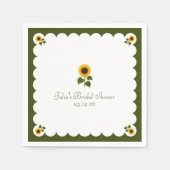 Serviette En Papier Elégante Fête des mariées Tournesol Rustique Vert (Devant)