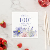 Serviette En Papier Élégante fête du 100e anniversaire rose violet (En situation)