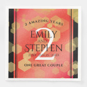 Serviette En Papier Élégante fête du 2e anniversaire du Mariage Garnet (Devant)